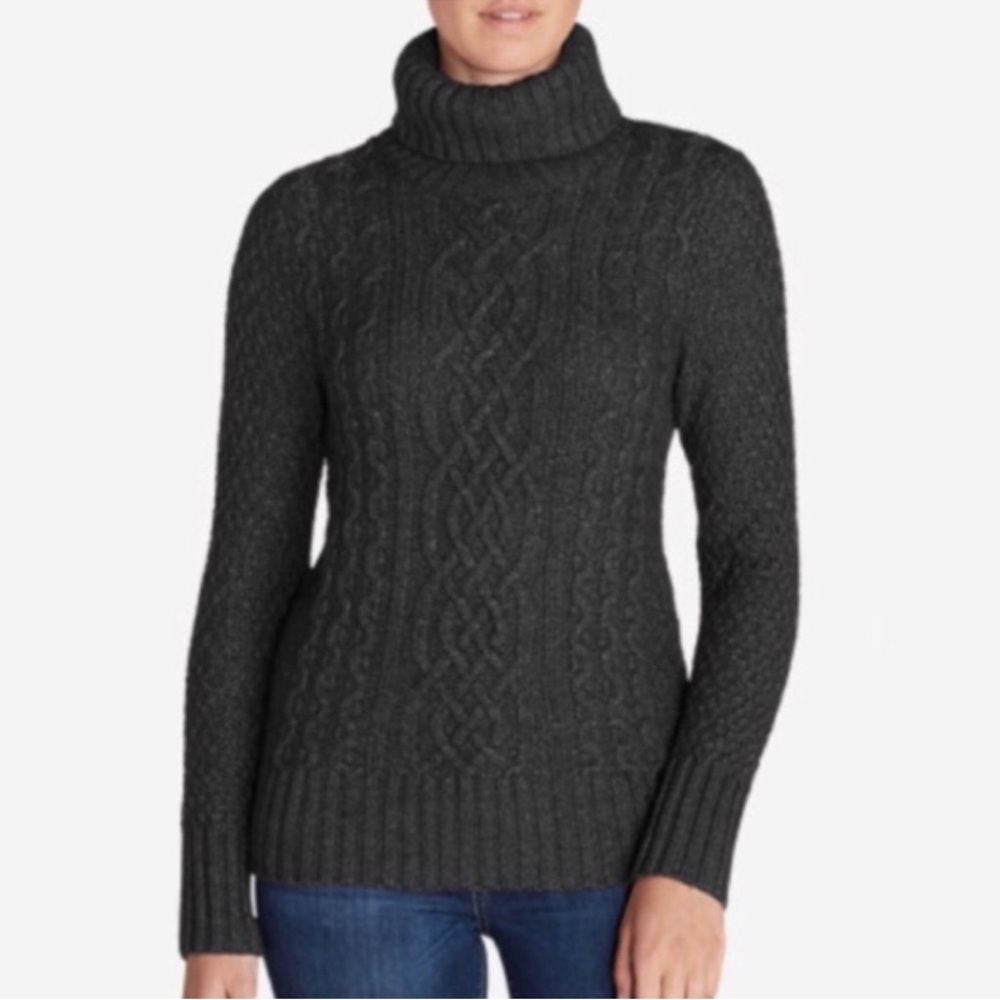 Eddie Bauer Fable Cable Knit Lambswool Blend Sweater Size S